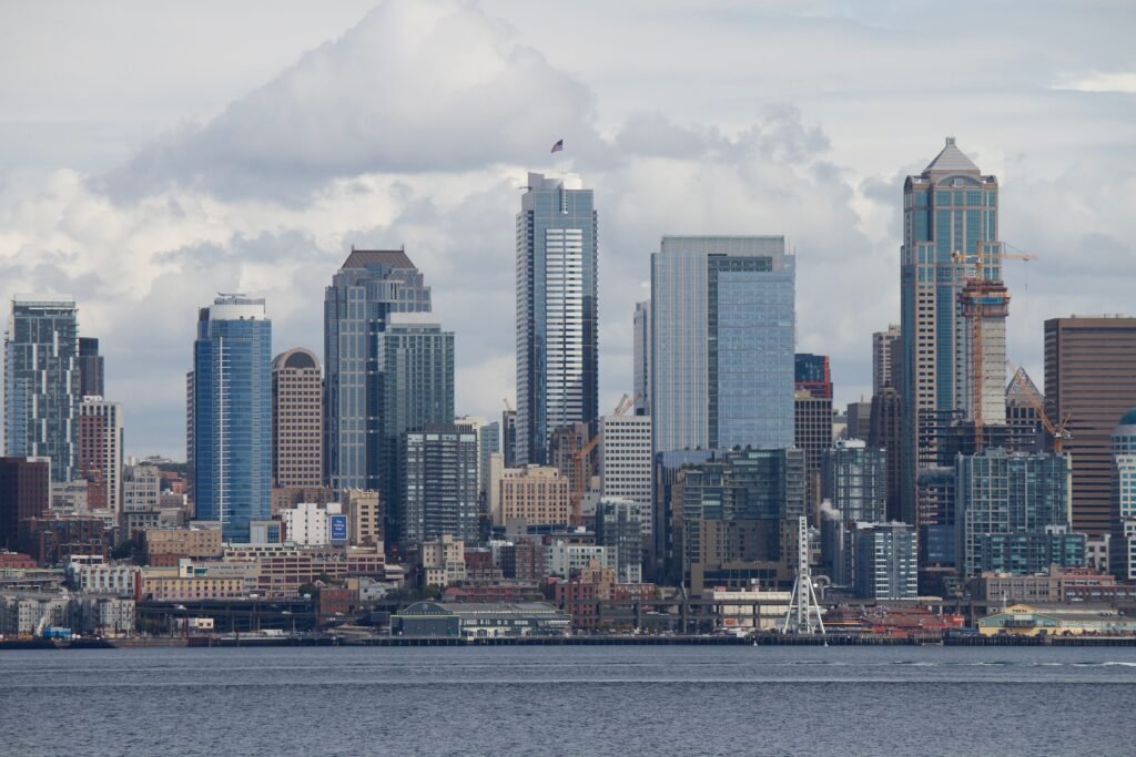 Seattle waterfront overlooking Elliott Bay and the Great Wheel