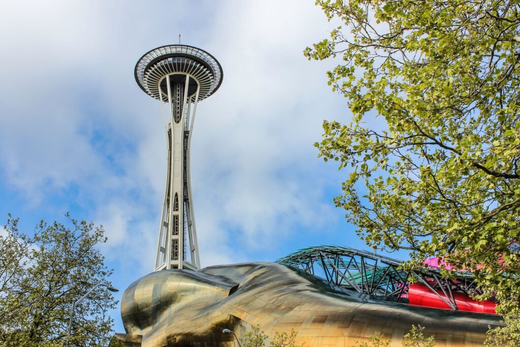 Seattle Center on a bright day near Chihuly Garden and Glass